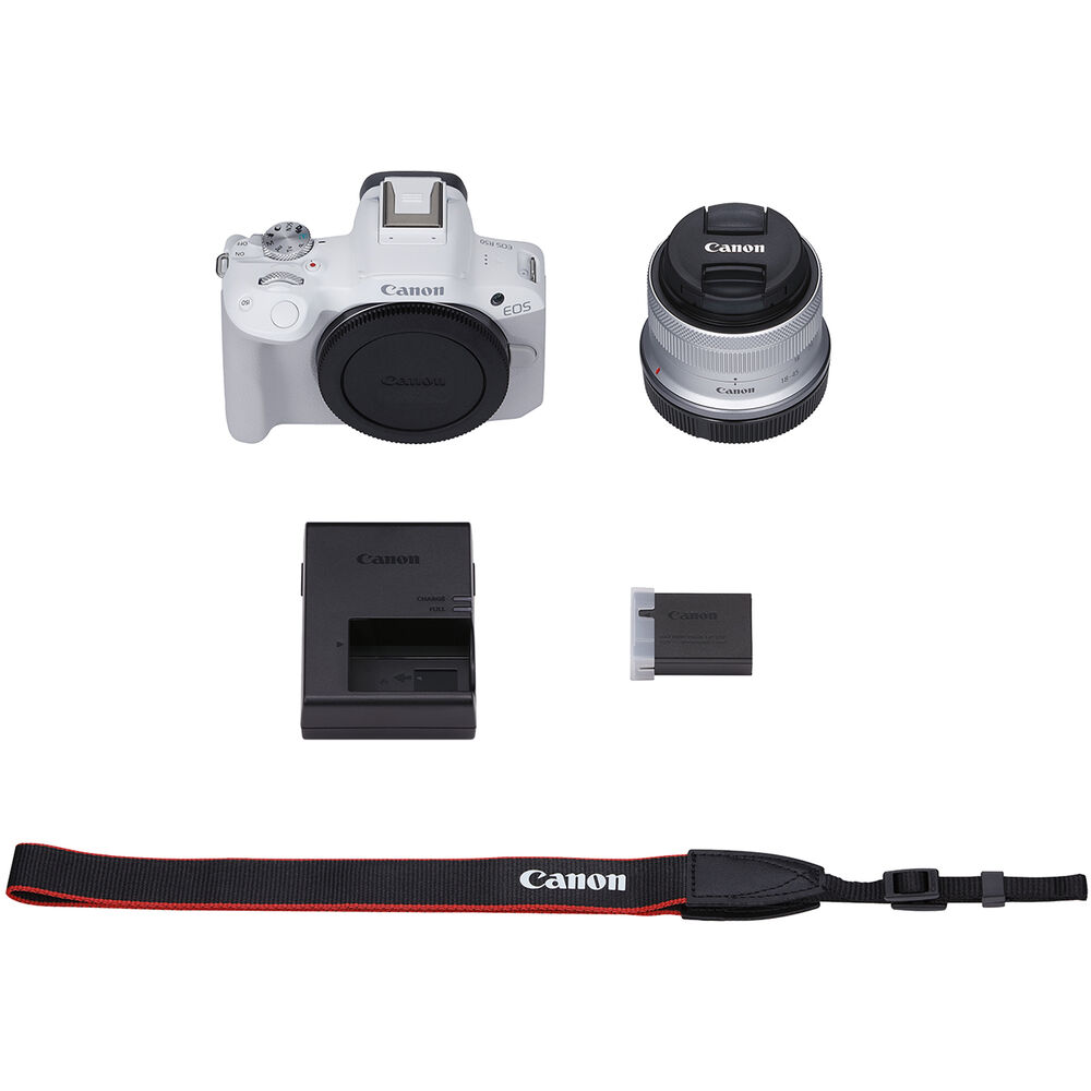 Canon EOS R50 + 18-45mm Mirrorless Camera Kit ((White)