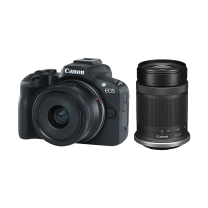 Canon EOS R50 Mirrorless Camera with RF-S 18-45mm f/4.5-6.3 IS STM & RF-S 55-210mm f/5-7.1 IS STM Lenses