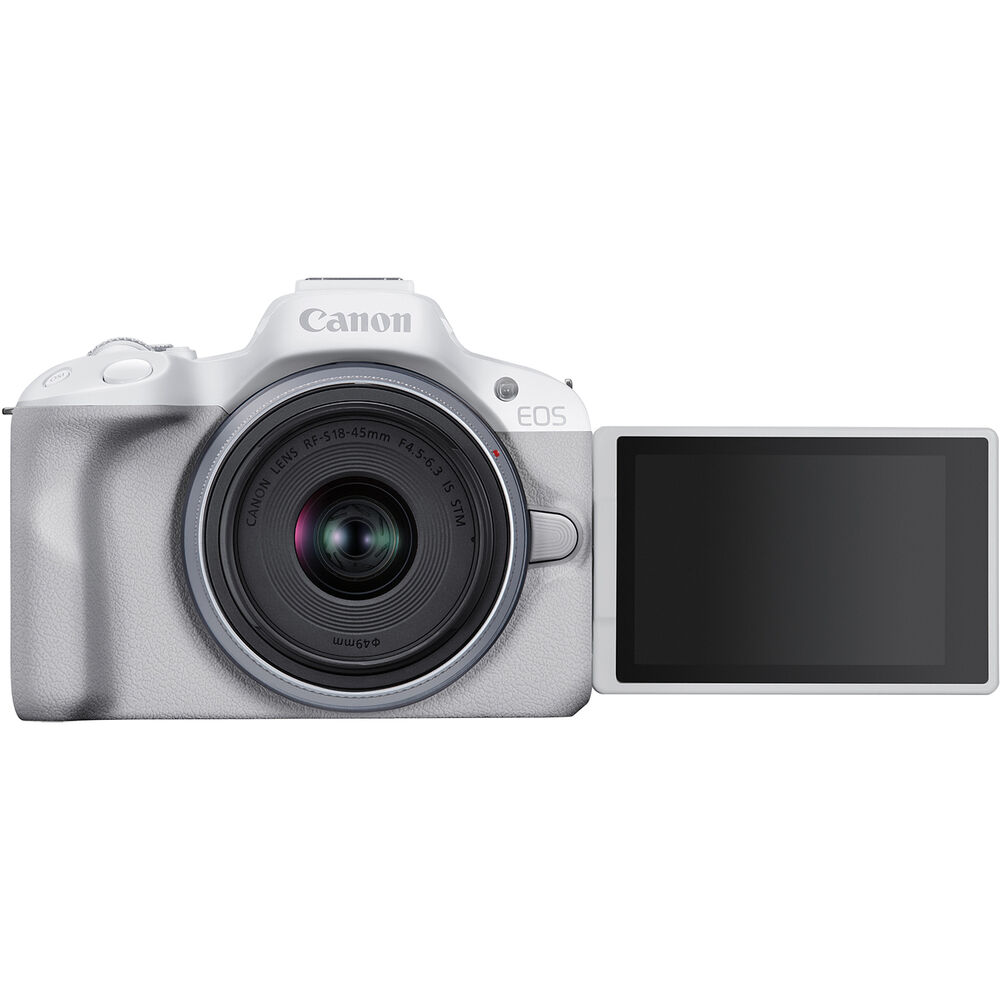 Canon EOS R50 + 18-45mm Mirrorless Camera Kit ((White)