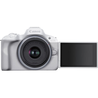 Canon EOS R50 + 18-45mm Mirrorless Camera Kit ((White)
