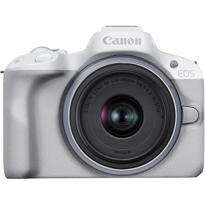 Canon EOS R50 + 18-45mm Mirrorless Camera Kit ((White)