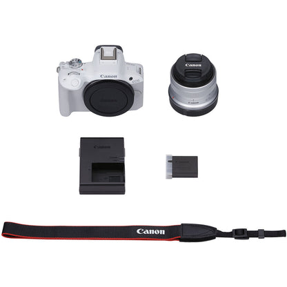 Canon EOS R50 + 18-45mm Mirrorless Camera Kit ((White)