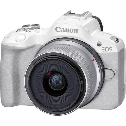 canon r50 +18-45mm mirrorless camera kit white