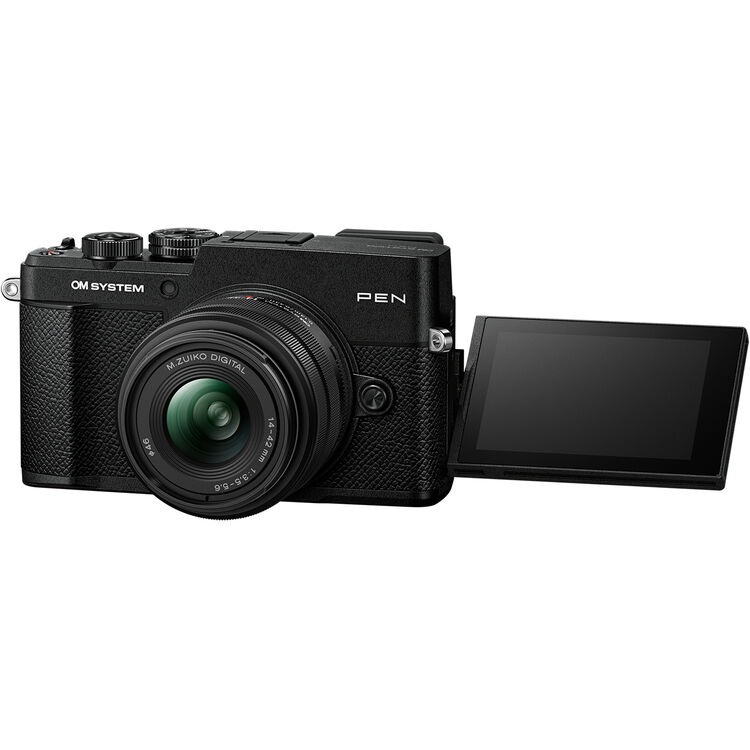 OM SYSTEM PEN Black Mirrorless Camera with 14–42mm III Lens
