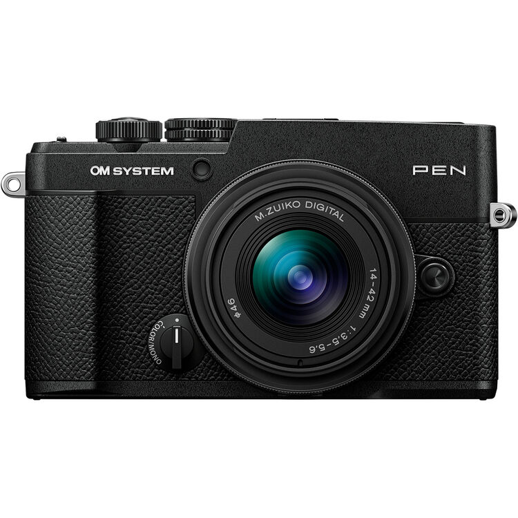 OM SYSTEM PEN Black Mirrorless Camera with 14–42mm III Lens