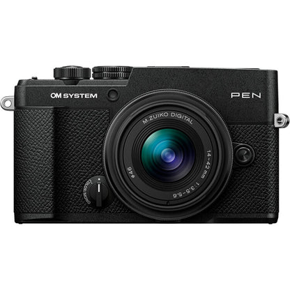 OM SYSTEM PEN Black Mirrorless Camera with 14–42mm III Lens