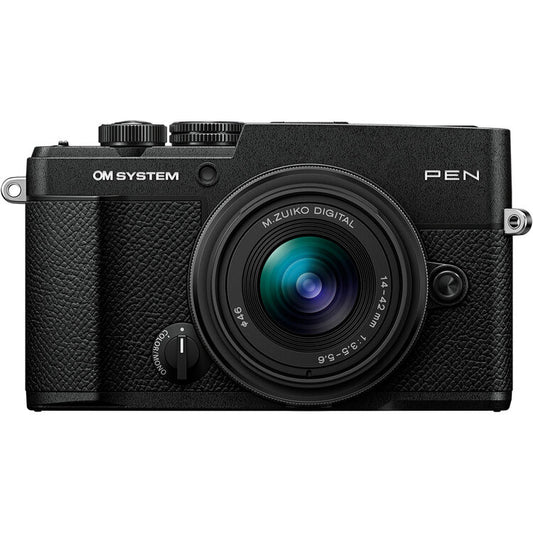 OM SYSTEM PEN Black Mirrorless Camera with 14–42mm III Lens