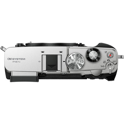 OM SYSTEM PEN Silver Mirrorless Camera with 14–42mm III Lens