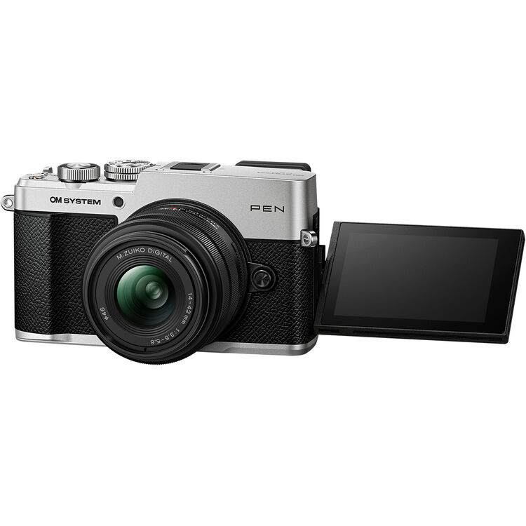 OM SYSTEM PEN Silver Mirrorless Camera with 14–42mm III Lens