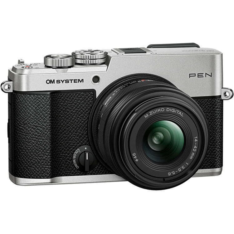 OM SYSTEM PEN Silver Mirrorless Camera with 14–42mm III Lens