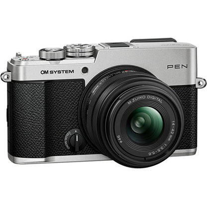 OM SYSTEM PEN Silver Mirrorless Camera with 14–42mm III Lens