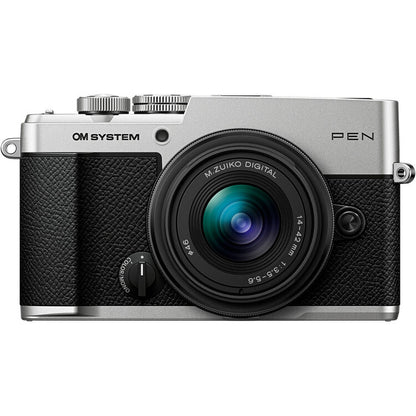 OM SYSTEM PEN Silver Mirrorless Camera with 14–42mm III Lens