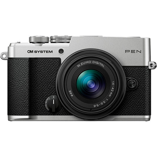 OM SYSTEM PEN Silver Mirrorless Camera with 14–42mm III Lens